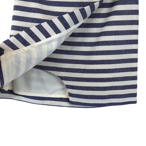 J Crew Factory Asymmetrical Blueish Grey & Cream Stripe Cotton Mini Skirt Sz 00 - Picture 2 of 8